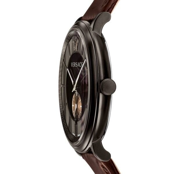 Versace V-Circle Manifesto Black Dial Maroon Leather Strap Watch for Men - VBQ040017 Buy Now By Versace