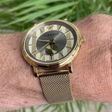 Versace V Circle Quartz Gold Dial Gold Mesh Bracelet Watch For Men - VBQ070017 Buy Now By Versace
