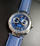 Versace Aion Chronograph Blue Dial Blue Leather Strap Watch for Men - VE1D01220 Buy Now By Versace