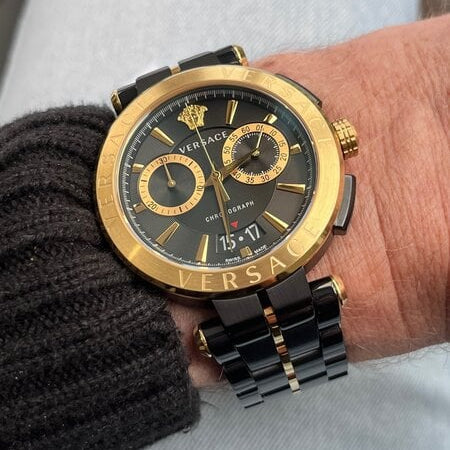 Versace Aion Chronograph Black Dial Black Steel Strap Watch for Men - VE1D01620 Buy Now By Versace