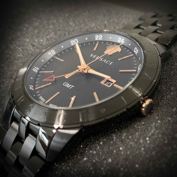 Versace Univers Quartz Black Dial Black Steel Strap Watch for Men - VEBK00618 Buy Now By Versace