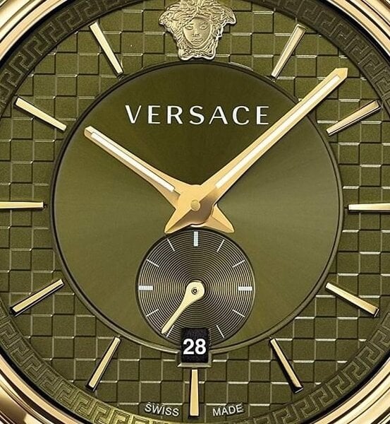 Versace V-Circle Quartz Green Dial Green Leather Strap Watch for Men - VEBQ01519 Buy Now By Versace