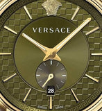 Versace V-Circle Quartz Green Dial Green Leather Strap Watch for Men - VEBQ01519 Buy Now By Versace