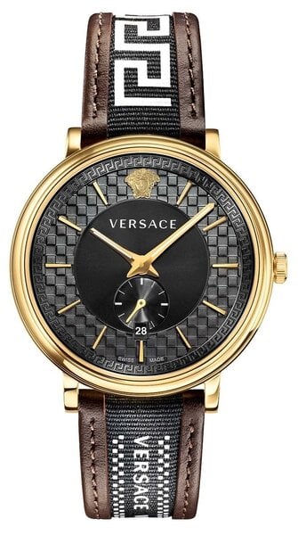Versace V-Circle Quartz Black Dial Brown Leather Strap Watch for Men - VEBQ01619 Buy Now By Versace