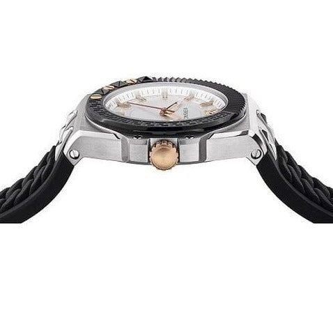 Versace Chain Reaction Quartz White Dial Black Rubber Strap Watch for Men - VEDY00219 Buy Now By Versace