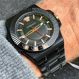 Versace Chain Reaction Quartz Black Dial Black Steel Strap Watch for Men - VEDY00719 Buy Now By Versace