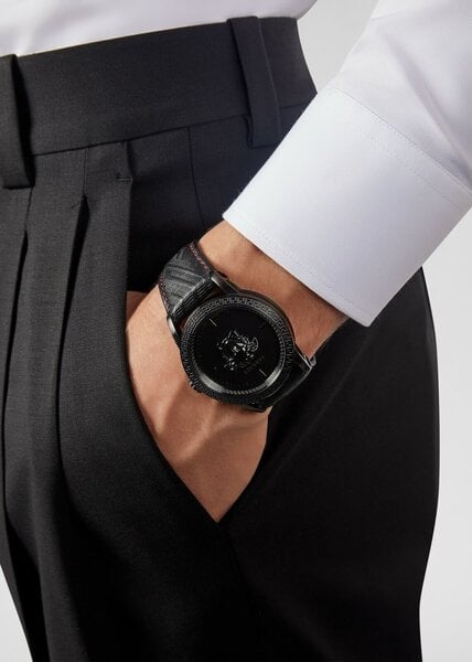 Versace Palazzo Empire Black Dial Black Leather Strap Watch for Men - VERD00218 Buy Now By Versace