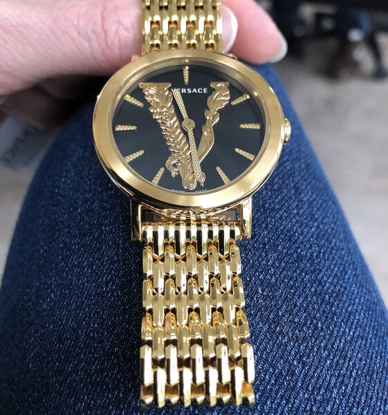 Versace Virtus Quartz Black Dial Gold Steel Strap Watch for Women - VEHC00619 Buy Now By Versace