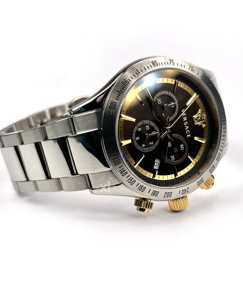 Versace Classic Chronograph Quartz Black Dial Silver Steel Strap Watch For Men - VEV700419 Buy Now By Versace