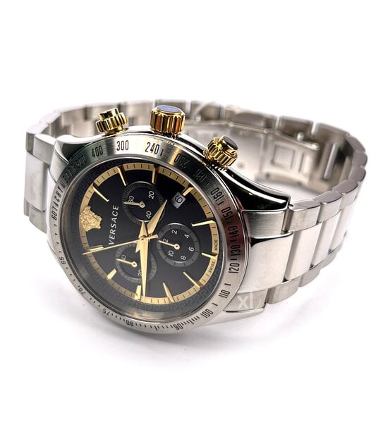 Versace Classic Chronograph Quartz Black Dial Silver Steel Strap Watch For Men - VEV700419 Buy Now By Versace