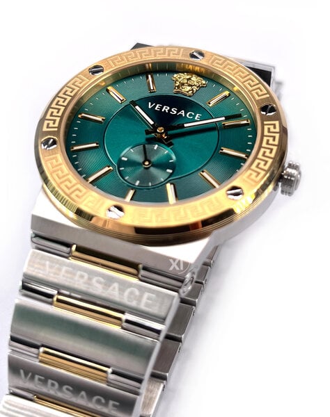 Versace Hellenyium Quartz Green Dial Silver Steel Strap Watch For Men - VEVK00420 Buy Now By Versace