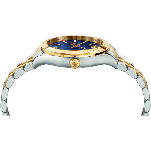 Versace Hellenyium Quartz Blue Dial Two Tone Steel Strap Watch for Men - VEVK00520 Buy Now By Versace