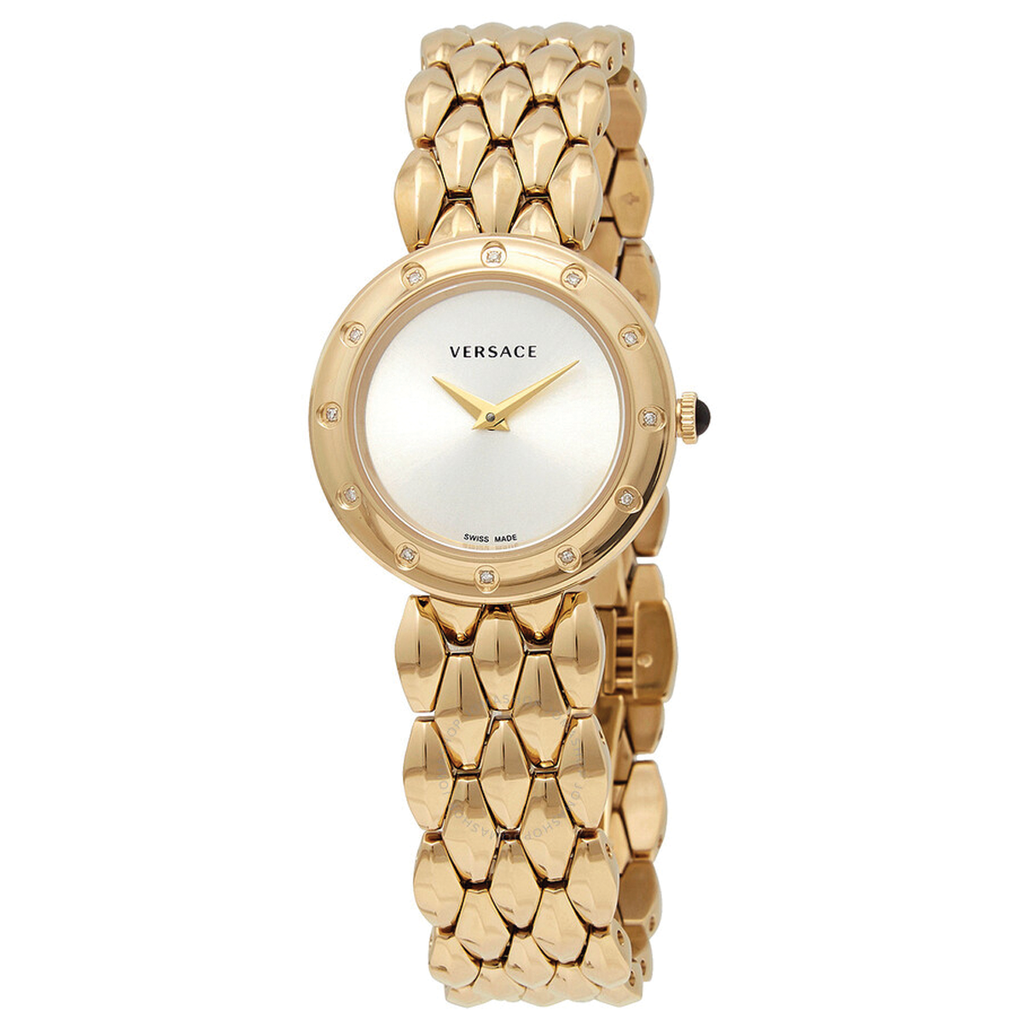 Versace V-Flare Quartz Silver Dial Gold Steel Strap Watch for Women - VEBN00818 Buy Now By Versace