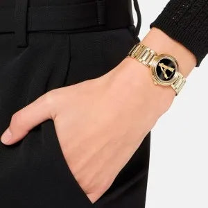 Versace V Virtus Quartz Black Dial Gold Steel Strap Watch For Women - VET300121 Buy Now By Versace