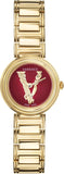 Versace Virtus Mini Quartz Red Dial Gold Steel Strap Watch For Women - VET300321 Buy Now By Versace