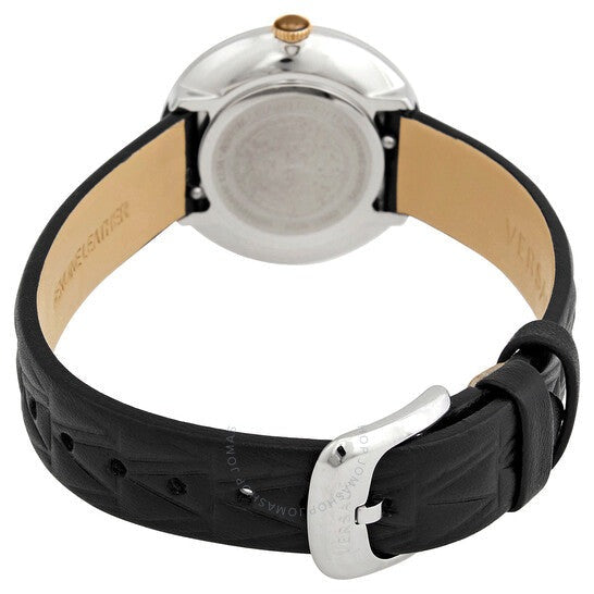 Versace Virtus Quartz White Dial Black Leather Strap Watch For Women - VET300421 Buy Now By Versace