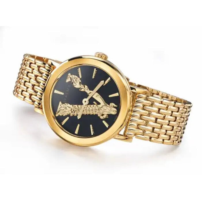 Versace Virtus Quartz Black Dial Gold Steel Strap Watch for Women - VEHC00619 Buy Now By Versace