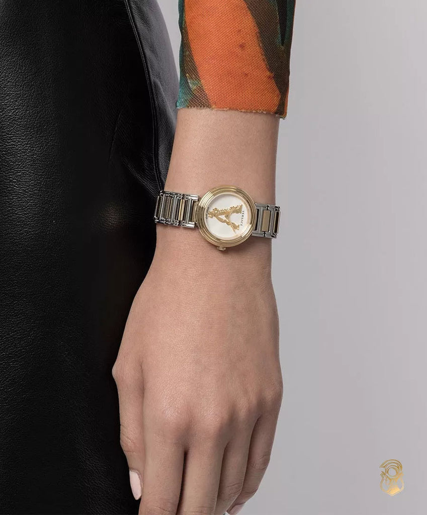 Versace Virtus Quartz White Dial Two Tone Steel Strap Watch For Women - VET300721 Buy Now By Versace