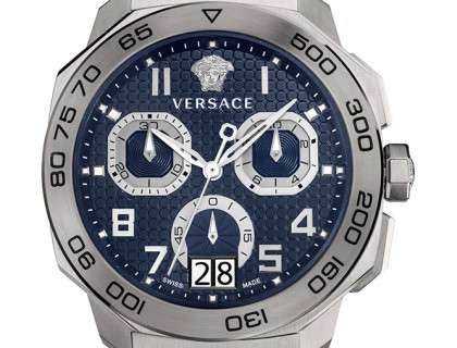 Versace Dylos Chronograph Blue Dial Silver Steel Strap Watch for Men - VQC090016 Buy Now By Versace