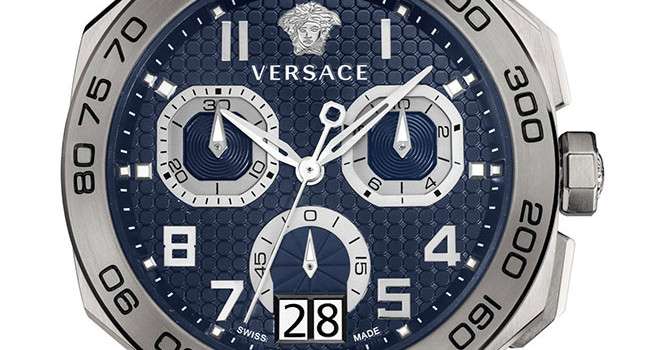Versace Dylos Chronograph Blue Dial Silver Steel Strap Watch for Men - VQC090016 Buy Now By Versace