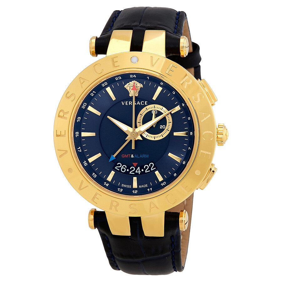 Versace Race GMT Blue Dial Blue Leather Strap Watch For Men - 29G70D282 Buy Now By Versace