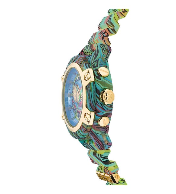 Versace Icon Active Chronograph Blue Dial Green Rubber Strap Watch For Men - VEZ701322 Buy Now By Versace