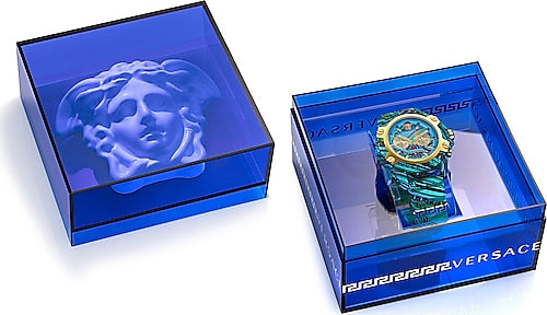 Versace Icon Active Chronograph Blue Dial Green Rubber Strap Watch For Men - VEZ701322 Buy Now By Versace