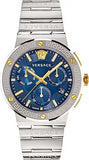 Versace Greca Quartz Blue Dial Silver Steel Strap Watch For Men - VEZ900221 Buy Now By Versace