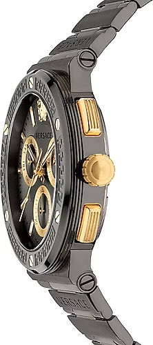 Versace Greca Icon Quartz Black Dial Black Steel Strap Watch For Men - VEZ900521 Buy Now By Versace