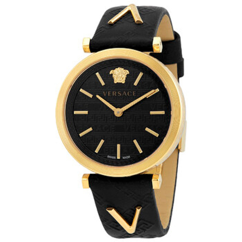 Versace V-Twist Black Dial Black Leather Strap Watch for Women - VELS00619 Buy Now By Versace