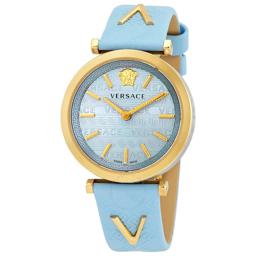Versace V-Twist Blue Dial Blue Leather Strap Watch for Women - VELS00319 Buy Now By Versace