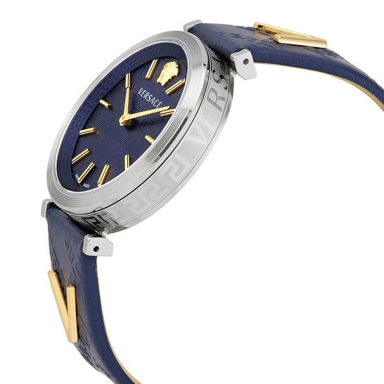 Versace V-Twist Quartz Blue Dial Blue Leather Strap Watch for Women - VELS00119 Buy Now By Versace