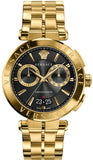 Versace Aion Chronograph Black Dial Gold Steel Strap Watch For Men - VE1D01721 Buy Now By Versace
