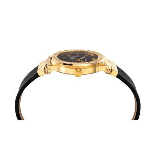 Versace Greca Black Dial Black Leather Strap Watch for Women - VEVH00320 Buy Now By Versace