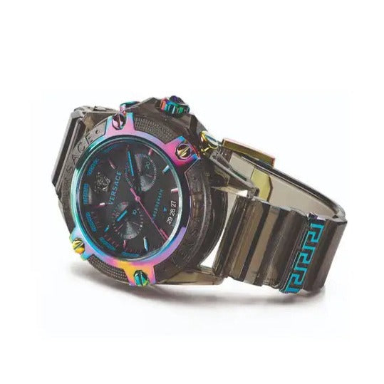 Versace Icon Active Chronograph Quartz Black Dial Black Steel Strap Watch For Men - VEZ701022 Buy Now By Versace