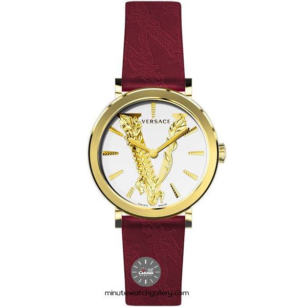 Versace Virtus White Dial Red Leather Strap Watch for Women - VEHC00219 Buy Now By Versace
