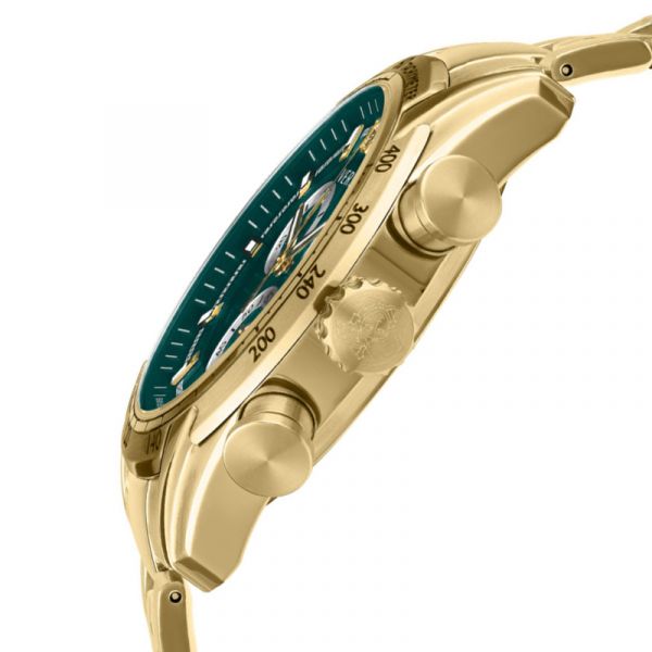 Versace V-Ray Chronograph Quartz Green Dial Gold Steel Strap Watch For Men - VE2I00621 Buy Now By Versace