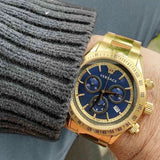 Versace Classic Chronograph Quartz Blue Dial Gold Steel Strap Watch For Men - VEV700619 Buy Now By Versace
