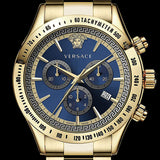 Versace Classic Chronograph Quartz Blue Dial Gold Steel Strap Watch For Men - VEV700619 Buy Now By Versace