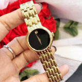 Movado Veturi Black Dial Gold Steel Strap Watch for Women - 0606935 Buy Now By Movado