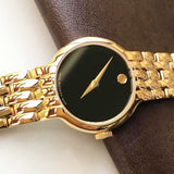 Movado Veturi Black Dial Gold Steel Strap Watch for Women - 0606935 Buy Now By Movado
