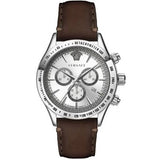 Versace Classic Chronograph Quartz Silver Dial Brown Leather Strap Watch For Men - VEV700119 Buy Now By Versace