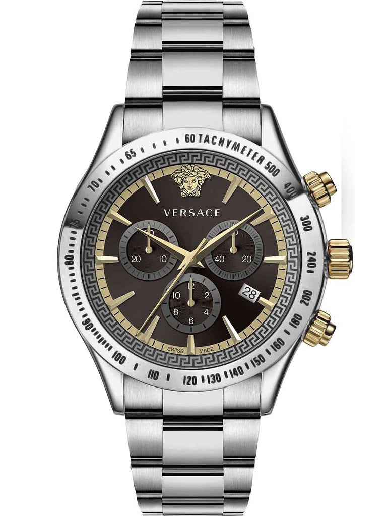 Versace Classic Chronograph Quartz Black Dial Silver Steel Strap Watch For Men - VEV700419 Buy Now By Versace
