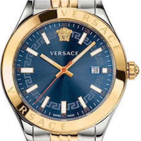 Versace Hellenyium Quartz Blue Dial Two Tone Steel Strap Watch for Men - VEVK00520 Buy Now By Versace