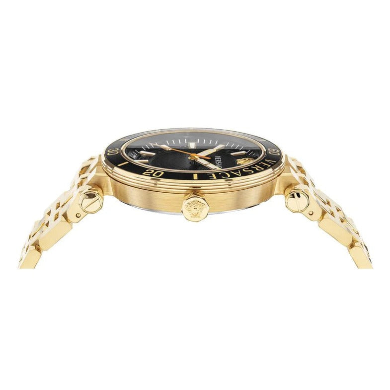 Versace Greca Sport Quartz Black Dial Gold Steel Strap Watch for Men - VEZ300721 Buy Now By Versace