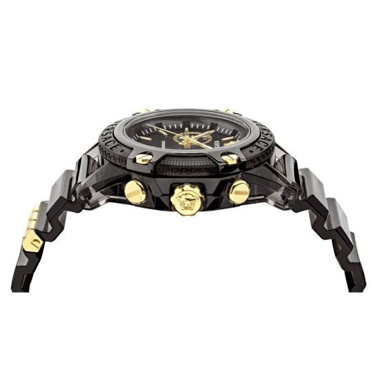 Versace Icon Active Chronograph Black Dial Black Steel Strap Watch for Men - VEZ700421 Buy Now By Versace
