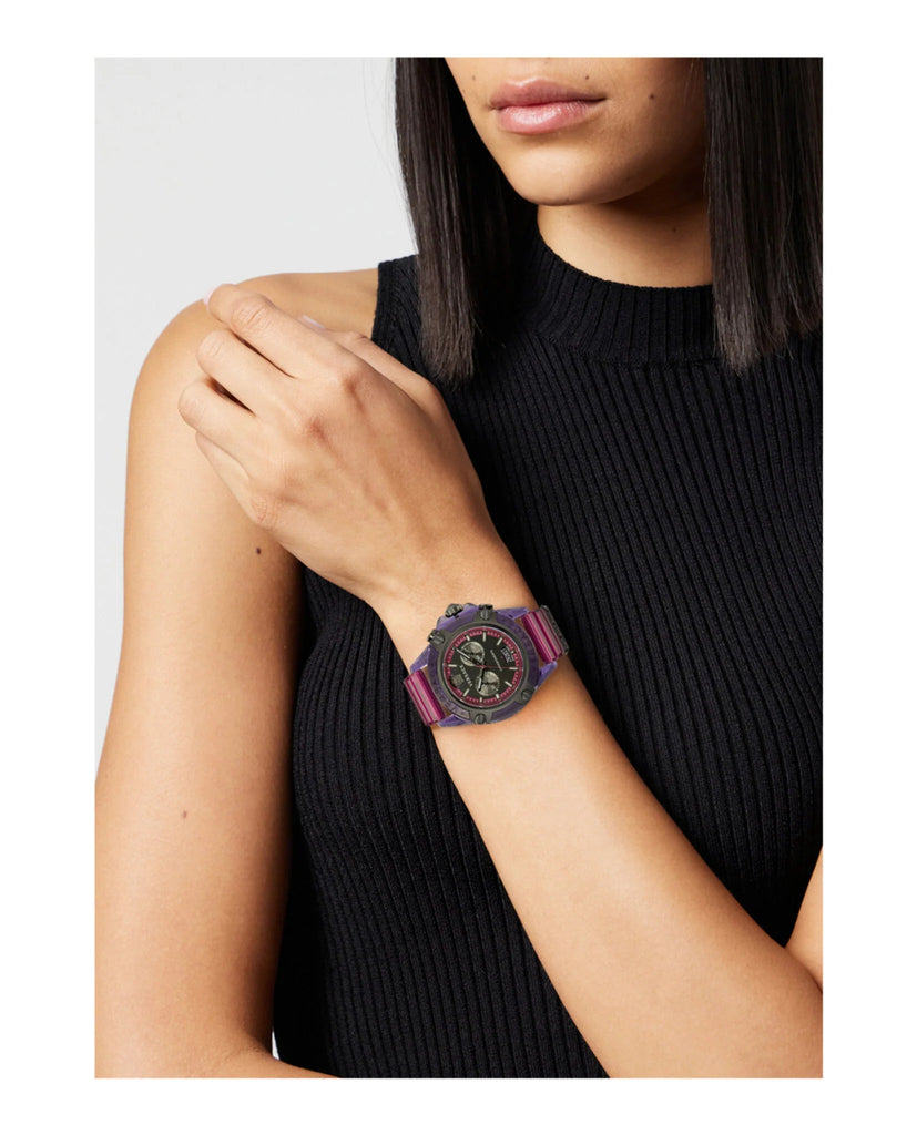 Versace Icon Active Chronograph Black Dial Purple Rubber Strap Watch For Men - VEZ701423 Buy Now By Versace