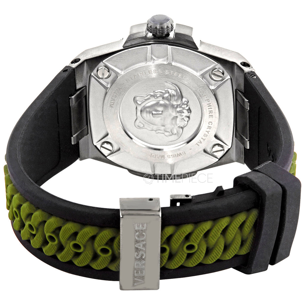 Versace Chain Reaction Quartz White Dial Green Rubber Strap Watch for Men - VEDY00419 Buy Now By Versace