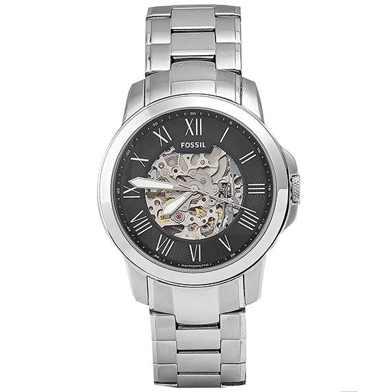 Fossil Grant Automatic Skeleton Black Dial Silver Steel Strap Watch for Men - ME3103 Buy Now By Fossil