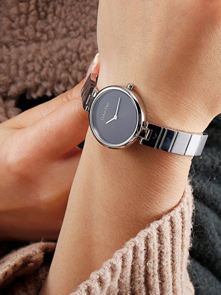 Calvin Klein Authentic Black Dial Silver Steel Strap Watch for Women - K8G23141 Buy Now By Calvin Klein